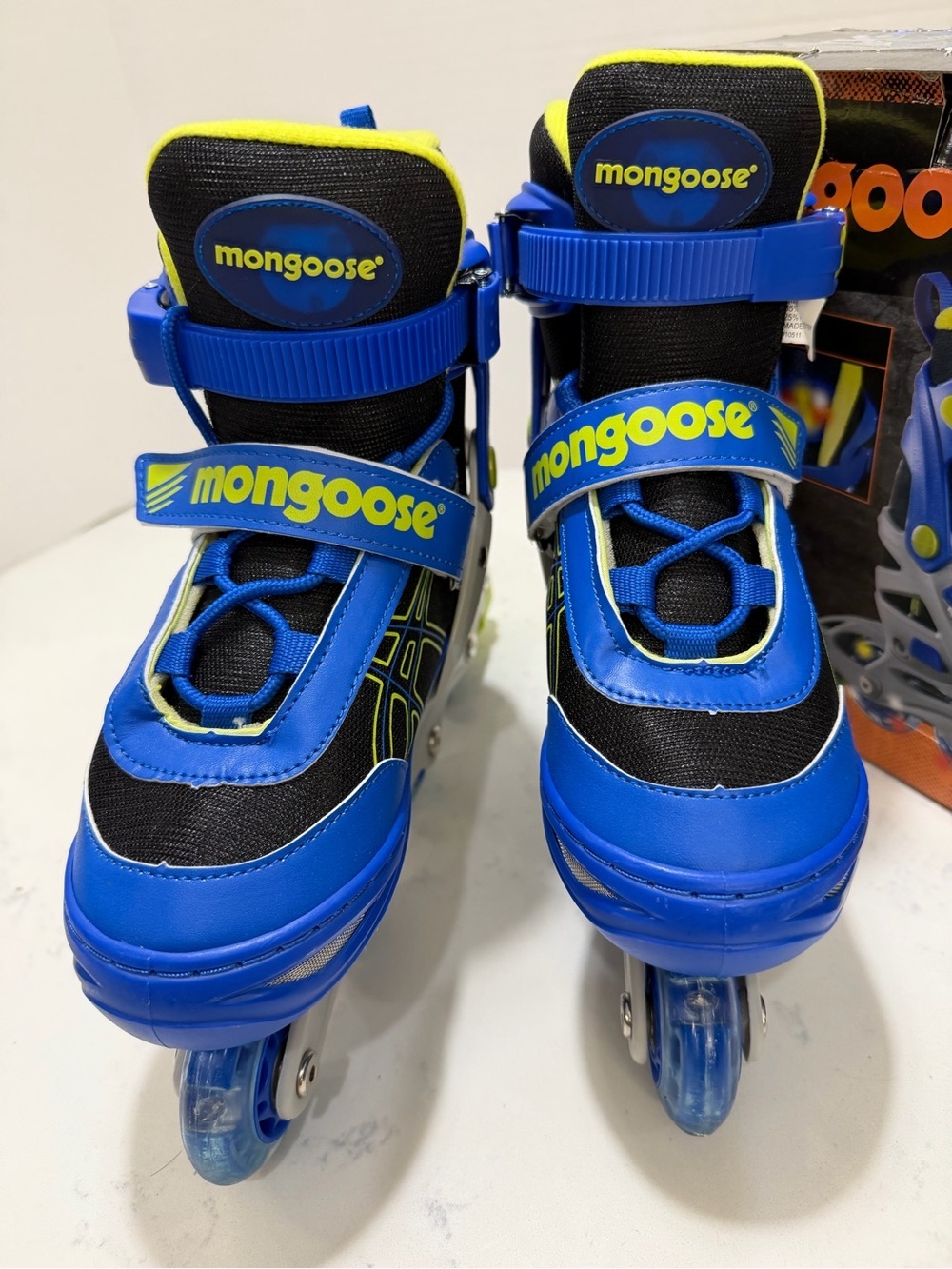 Mongoose Blue Kids Adjustable Inline Skates with Secure Straps and LED lights - Picture 2 of 16